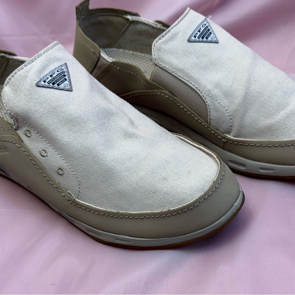 Tan Canvas Slip-On Boat Shoes Lightweight Fishing Coastal Sz 12 ᴄᴏʟᴜᴍʙɪᴀ PFG - Picture 3 of 11